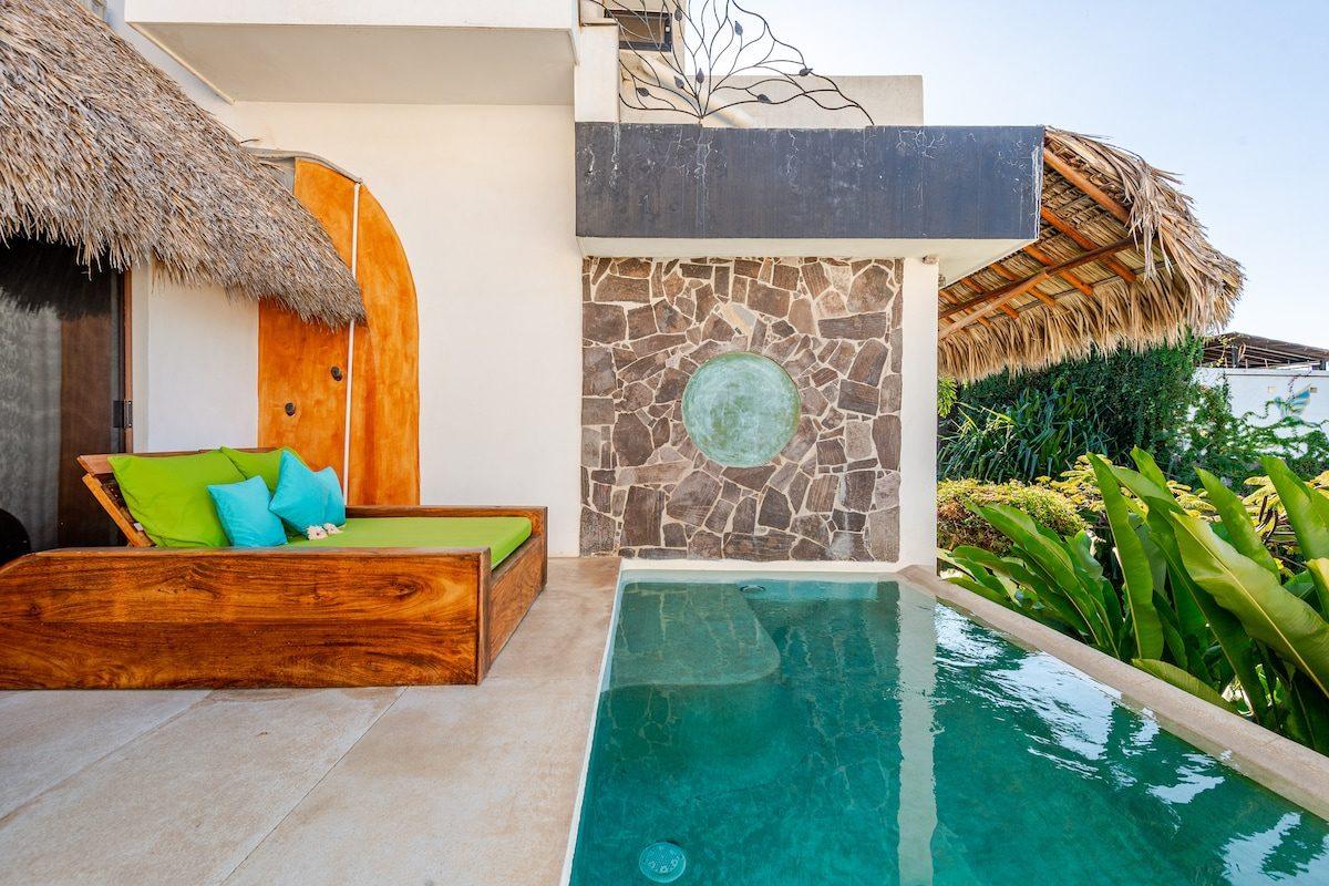 The living space open to the outdoors at Copal, Tierra en Armonía